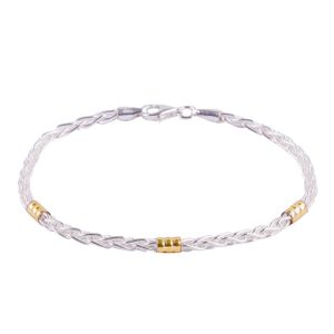 Pulsera Plata 925 Y Oro Espiga 3 mm