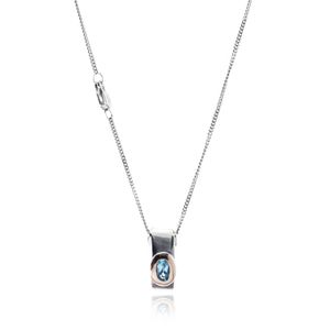Conjunto De Oro 18K 40Cm Con Dije Solitario Con Topacio