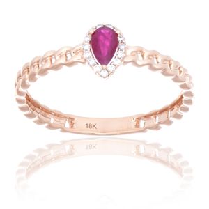 Anillo De Oro 18K Diseno Con Diamantes Y Rubi
