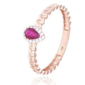 Anillo De Oro 18K Diseno Con Diamantes Y Rubi
