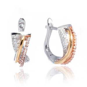 Aros De Plata 925 Media Argolla Con Piedras