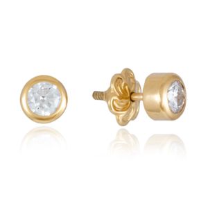 Aros De Oro 18K Susanita Con Diamantes - Aros De Oro 18K Susanita Con Diamantes